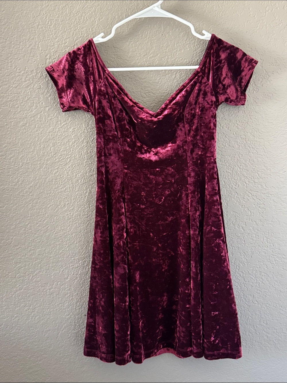 Velvet Off-Shoulder Fit & Flare Dress